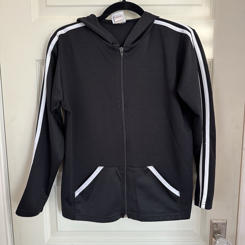 Vintage in Design Women's 10/12 Hoodie Jacket Black Full Zip Pockets